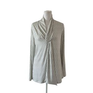 Ann Taylor Factory Medium  Cream Blouse with Elegant Pattern